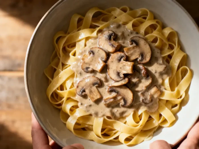 Pates aux champignons : recette simple et crémeuse